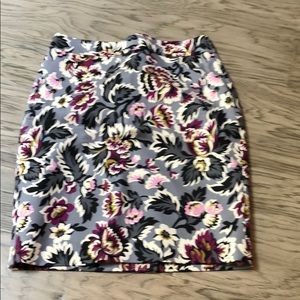 Gray and purple pink floral pencil skirt